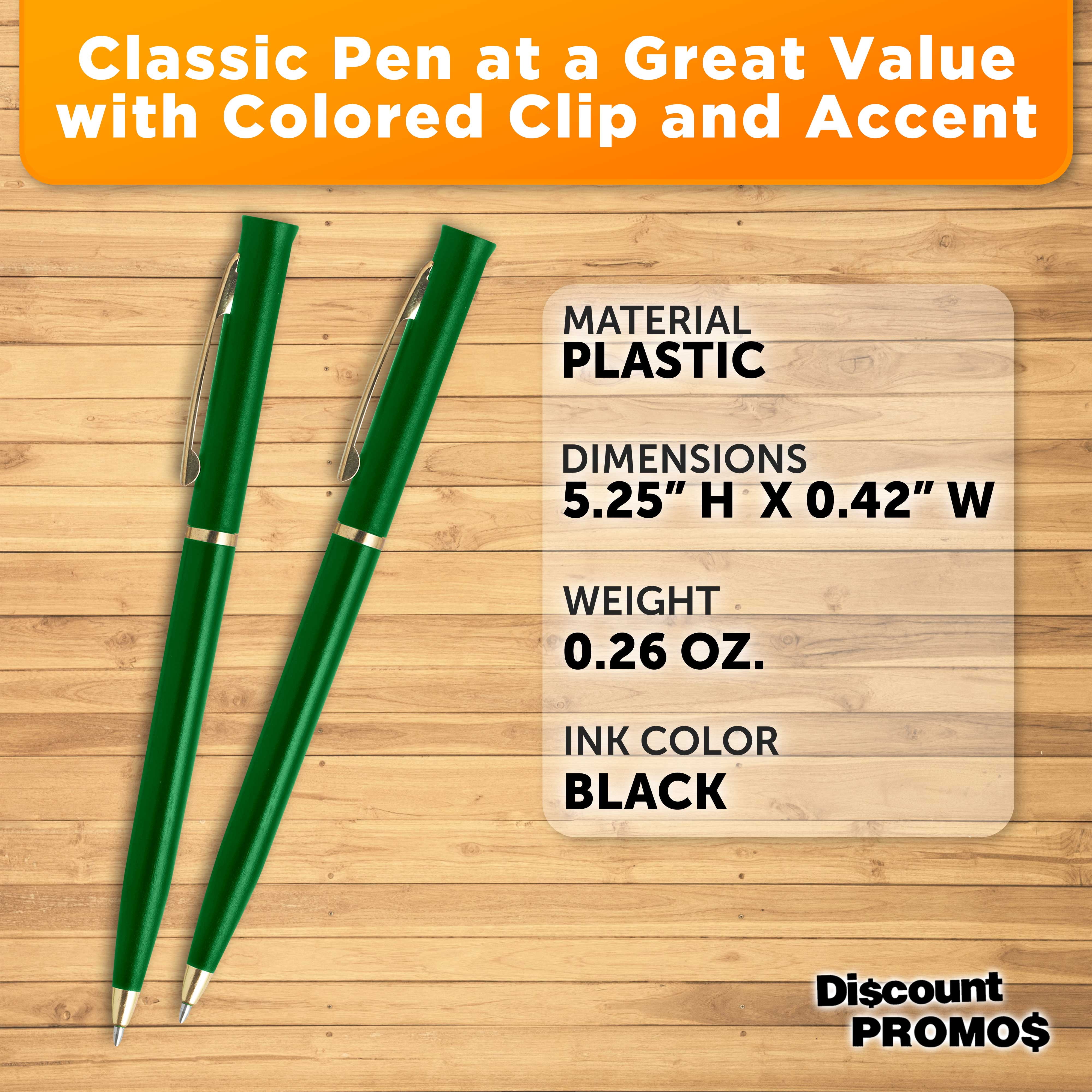 10 Alston Hotel Pens Pack - Ballpoint, Gold Metal Accent - Green