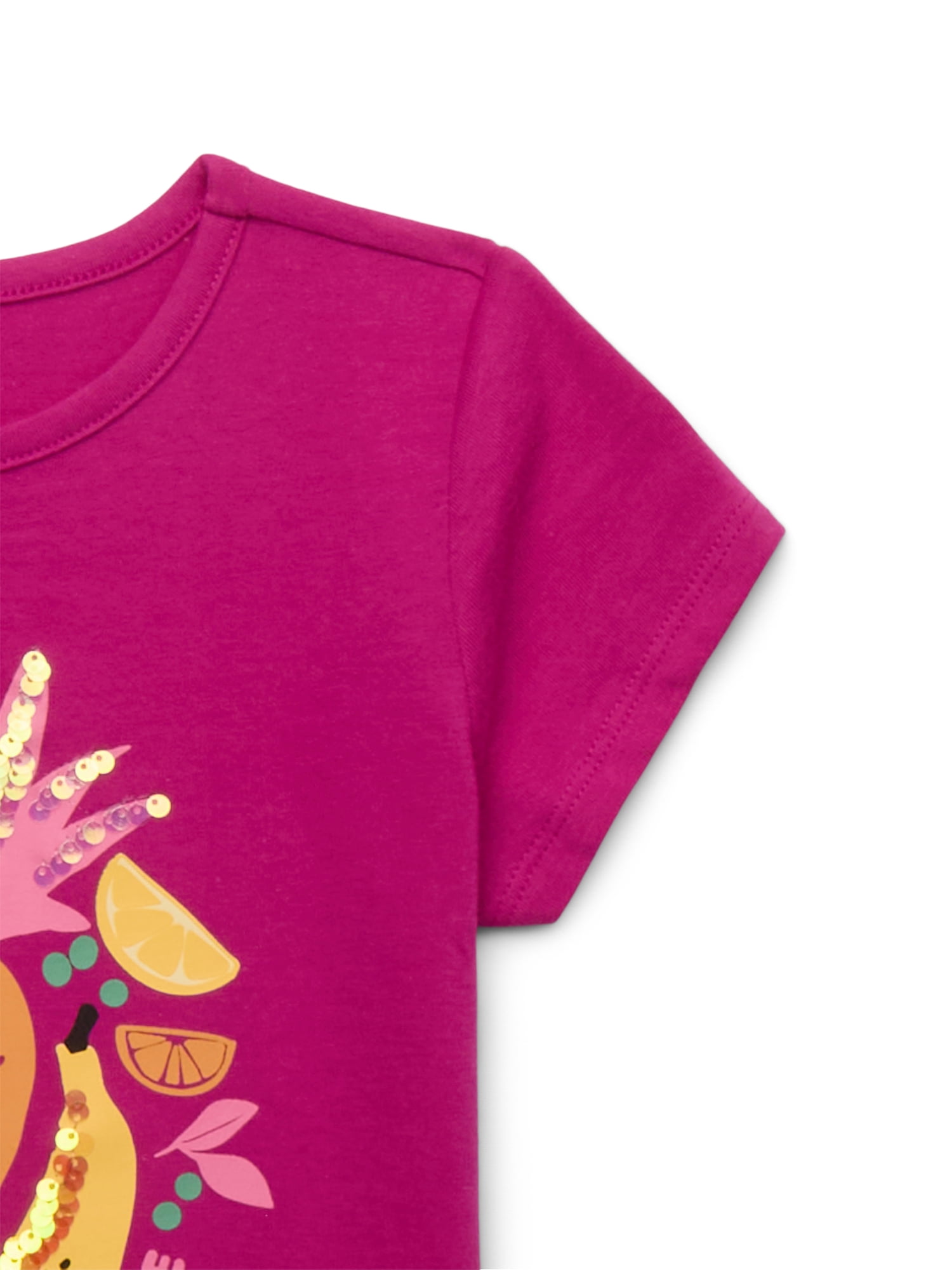 Wonder Nation Girls Embellished Graphic Tee with Short Sleeves, Sizes 4-18 & Plus