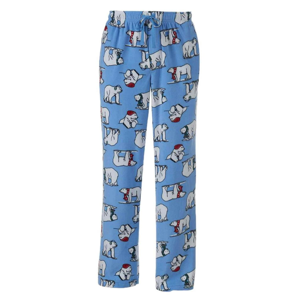 Croft & Barrow - Croft & Barrow Mens Blue Fleece Sleep Pants Polar Bear Pajama Bottoms - Walmart