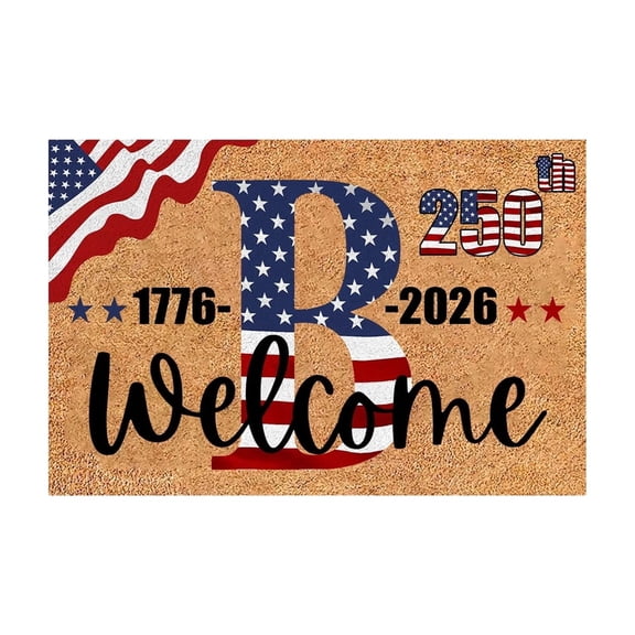 USA 250th Anniversary Alphabet Doormat, Patriotic 4Th of July Door Mats,Crystal Velvet Indoor Outdoor Rug with Letters,Decor for Home Entryway, Patio,23.6*15.7 In.