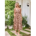 thumbnail image 2 of Vestido largo GRACE KARIN sin mangas para verano, color café, estampado floral S, 2 of 7