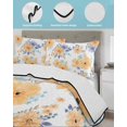 thumbnail image 3 of Full Size Quilt Bedding Set, Orange Watercolor Floral Reversible Summer Quilt 3 Pieces, Spring Flower Abstract Art Lightweight Bedspreads Coverlets with 2 Pillow Shams for All Seasons, 3 of 5