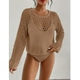 thumbnail image 3 of Bsubseach Bathing Suit Cover Up for Women Hollow Out Crochet Tops Round Neck Beach Coverups, 3 of 5