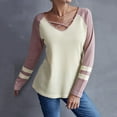 thumbnail image 3 of Aayomet Womens Workout Tops Womens 2022 Fall Long Sleeve Tunic Tops Casual Color Block Loose Fit Shirts,Beige XL, 3 of 5