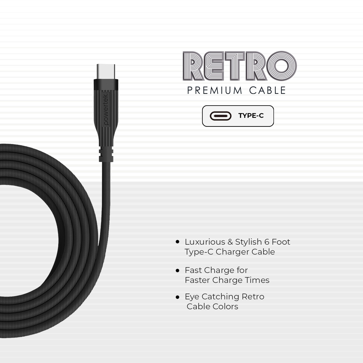 Liquipel Powertek Retro USB-C to USB-C - Black