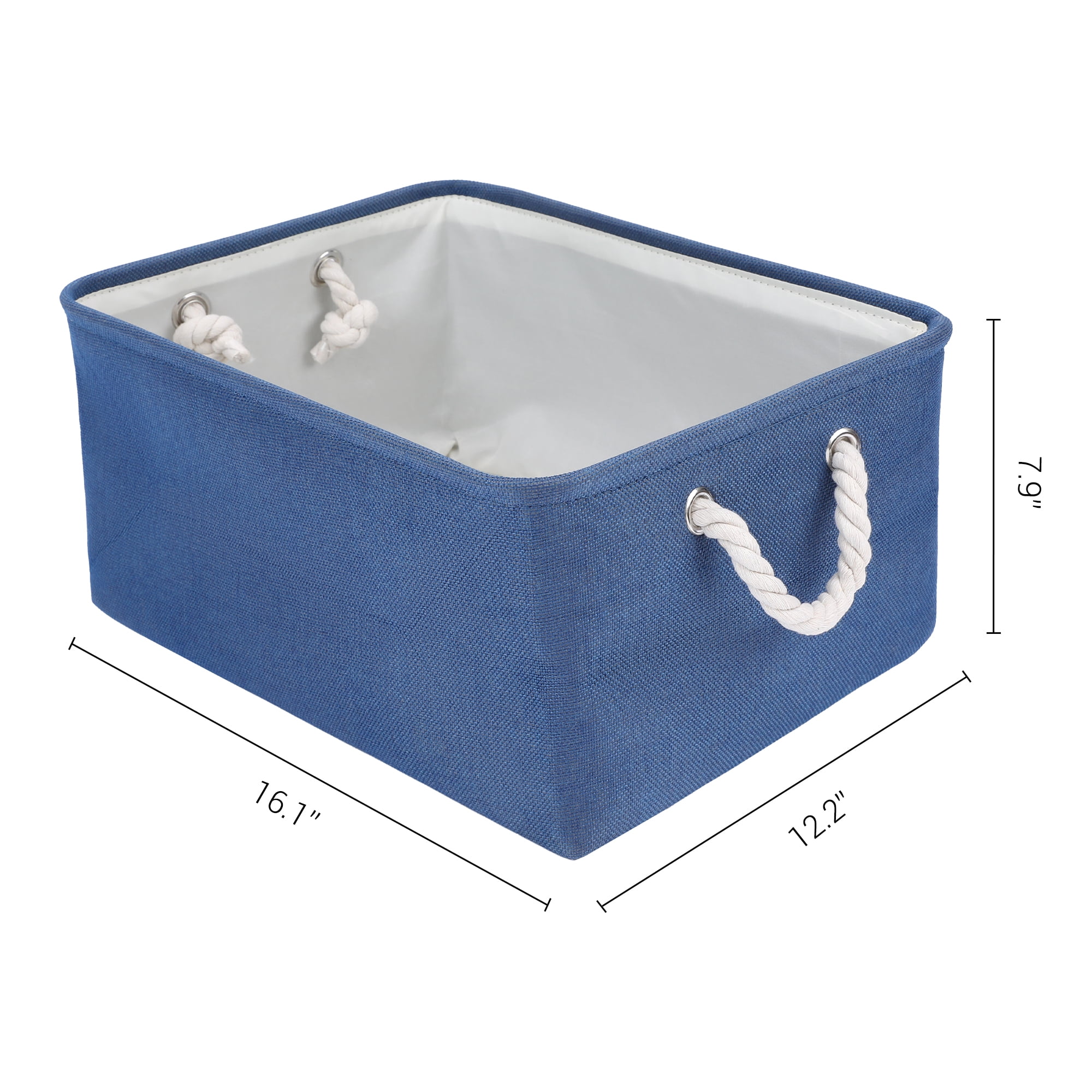 Unique Bargains Storage Bin with Handles for Closet Organizers Blue 16.1"x12.2"x7.9"