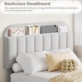 thumbnail image 2 of KOKEBREN Queen Bed Frame with Storage Headboard & 2 Drawers,Bed Frame with Bookcase,Grey, 2 of 7