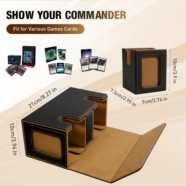 Magic Card Storage Box 200 Double Sleeved CLESOO Commander Deck Box For MTG  - Holds 200 Double-Sleeved Cards, Magnetic Closure, Display Window For  Commander Card MTG Deck Box