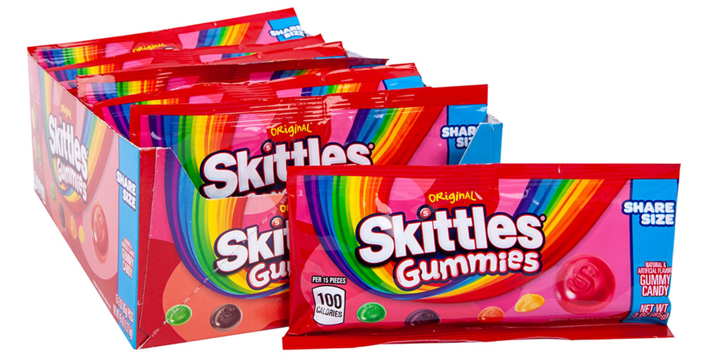 SKITTLES GUMMIES ORIGINAL SHARE SIZE 3 OUNCES PER BAG