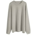 thumbnail image 4 of Women's Oversized Crewneck Sweaters Long Sleeve Fuzzy Knit Pullover Solid Color Warm Fall Top Trendy Outfits, 4 of 4