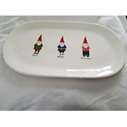 Rae Dunn Magic Merry Mischief Gnomes 14 Inch Oval Christmas Serving Tray Platter. Typeset Lettering. by Magenta.