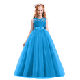 thumbnail image 5 of IBTOM CASTLE Little Big Girls Vintage Lace Junior Bridesmaid Dress Floor Length Dance Ball Pageant Maxi Gown for Party Wedding 9-10 Years Blue, 5 of 8