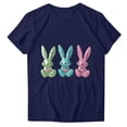 thumbnail image 4 of Pisexur Hauts de Printemps pour Femmes 2025, Hauts d'Entraînement Femmes, Hauts d'Entraînement Femmes T-Shirt Imprimé Manches Courtes Col Rond Chandail à la Mode Bleu Foncé, S, 4 of 5