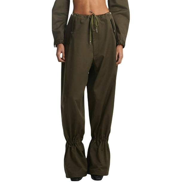 Sunloudy Pantalones de Mujer, Casual Cordón Amarrado Cintura Color Sólido Elástico Ajustable Tobillo Recto Suelto Pantalones Sunloudy moda