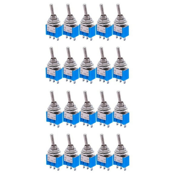 20Pcs SPDT Mini Toggle Switch 3-Pin 2 Position ON/ON Miniature Toggle Switch 6A 125V AC Toggle Switch -102
