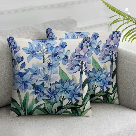JRXY Blue Hydrangea Wildflower Spring Throw Pillow Covers Set of 2 Outdoor Spring Summer Floral Decor Farmhouse Lumbar Decorative Throw Pillows Cases Decorations for Couch White