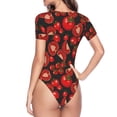 thumbnail image 4 of Daiia Tomato print Women's Crew Neck Short Sleeve Bodysuit Fashion Tops Fit Casual Basic Extender Bodysuit-X-Large, 4 of 9