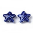 thumbnail image 2 of 20pcs Handmade Porcelain Beads Fancy Glazed Porcelain Starfish/Sea Stars Ceramic Beads Medium Blue 19~20x20.5~22.5x7.5~8.5mm Hole: 2mm, 2 of 2