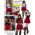 thumbnail image 6 of Carlikeit Women's Y2K Pleated Mini Skirt, Layered Ruffle Micro Skirt with Adjustable Drawstring Waist, Casual Short Skirt for Daily Wear and Festivals, 6 of 13