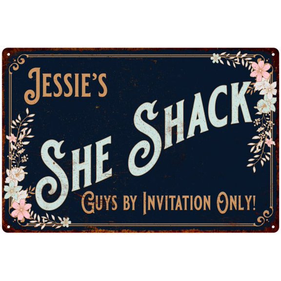 Jessie's SHE SHACK Sign Metal Wall Decor 8 x 12 High Gloss Metal 208120060218