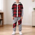 thumbnail image 2 of HCNTES Baby Boy Winter Clothes Boys Clothes 3T 4T 5T 6T 7T 2 Piece Baby Boys Outfits Plaid Hooded Toddler Boys Top Color Blocking Plaid Pants Trousers Suit Baby's Clothing Set, 2 of 8