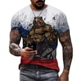 thumbnail image 1 of Russian Flag Print Short Sleeve Casual Summer Round Neck T-shirt for Men, 1 of 4