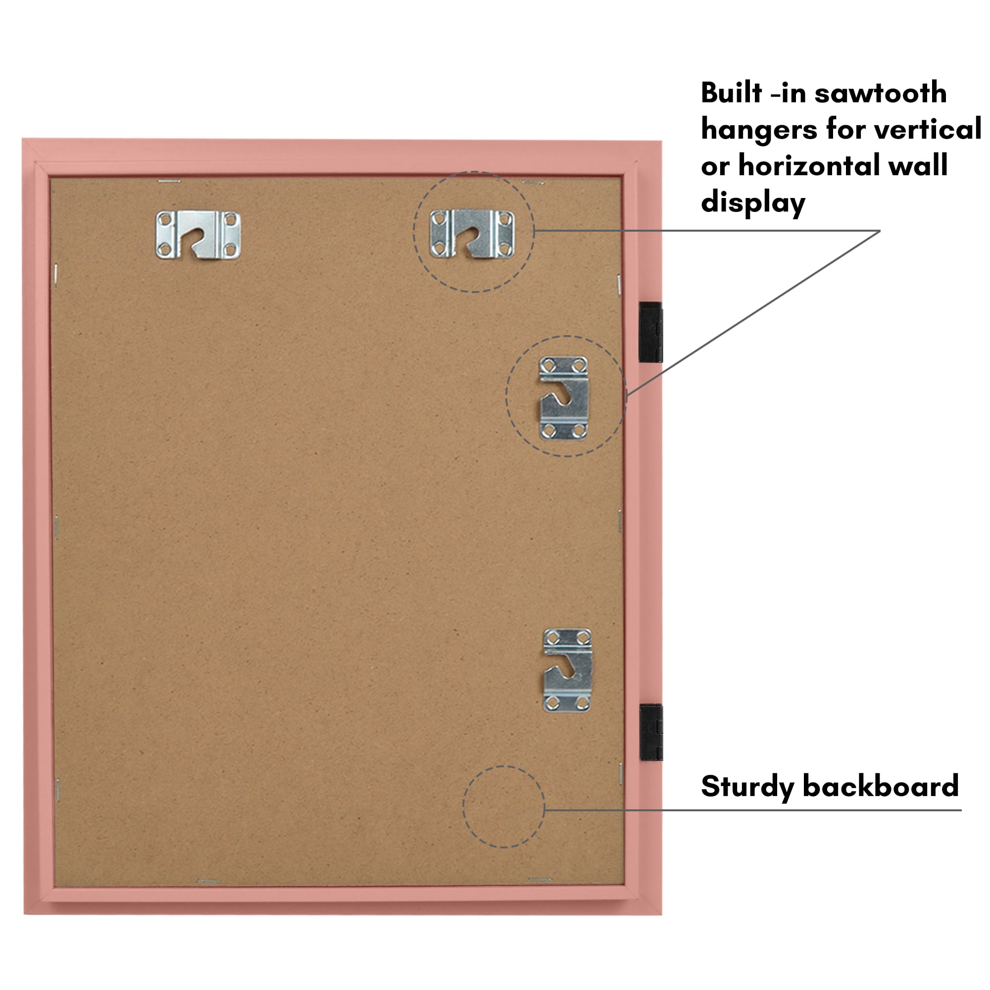 Americanflat 10x12.5 Kids Art Frame with 8.5x11 Mat Holds 100 Art Pieces Peachy Magnetic Letter Size Display - Pink