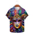 thumbnail image 5 of JURANMO Men's Hawaiian Shirts Fashion Mask Graphic Print T-Shirts Dressy Turndown Collar Button Down Vacation Summer Blouse Multicolor L Lightning Sale, 5 of 6