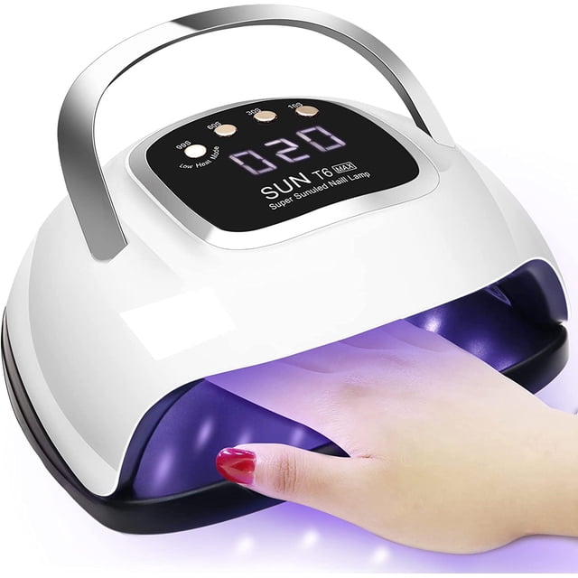 Lámpara de uñas de gel UV, LKE de 220 W con mango, 4 temporizadores, pantalla LCD HD, base extraíble, máquina de manicura UV LED para todo tipo de geles, secadores de uñas y lámparas UV.