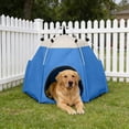 thumbnail image 2 of Hexagon Pet Tent for Cats & Small Dogs Waterproof Outdoor Camping Portable Folding Pet House, Tear-Resistant Travel Shelter, Lightweight Bed, Mesh Ventilation, 23.6"x18.8"x18.8", Blue Brown Gray, 2 of 7