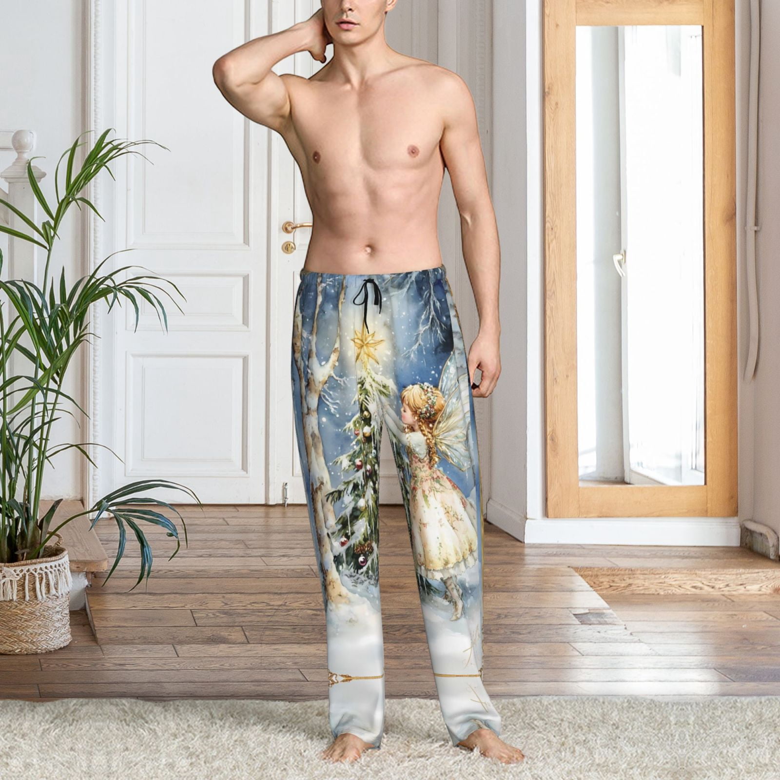 Christmas Dream Elf Mens Pajama Pants Bottoms with Pockets - Comfy Mens Pj Pants, Soft Men Lounge Pants