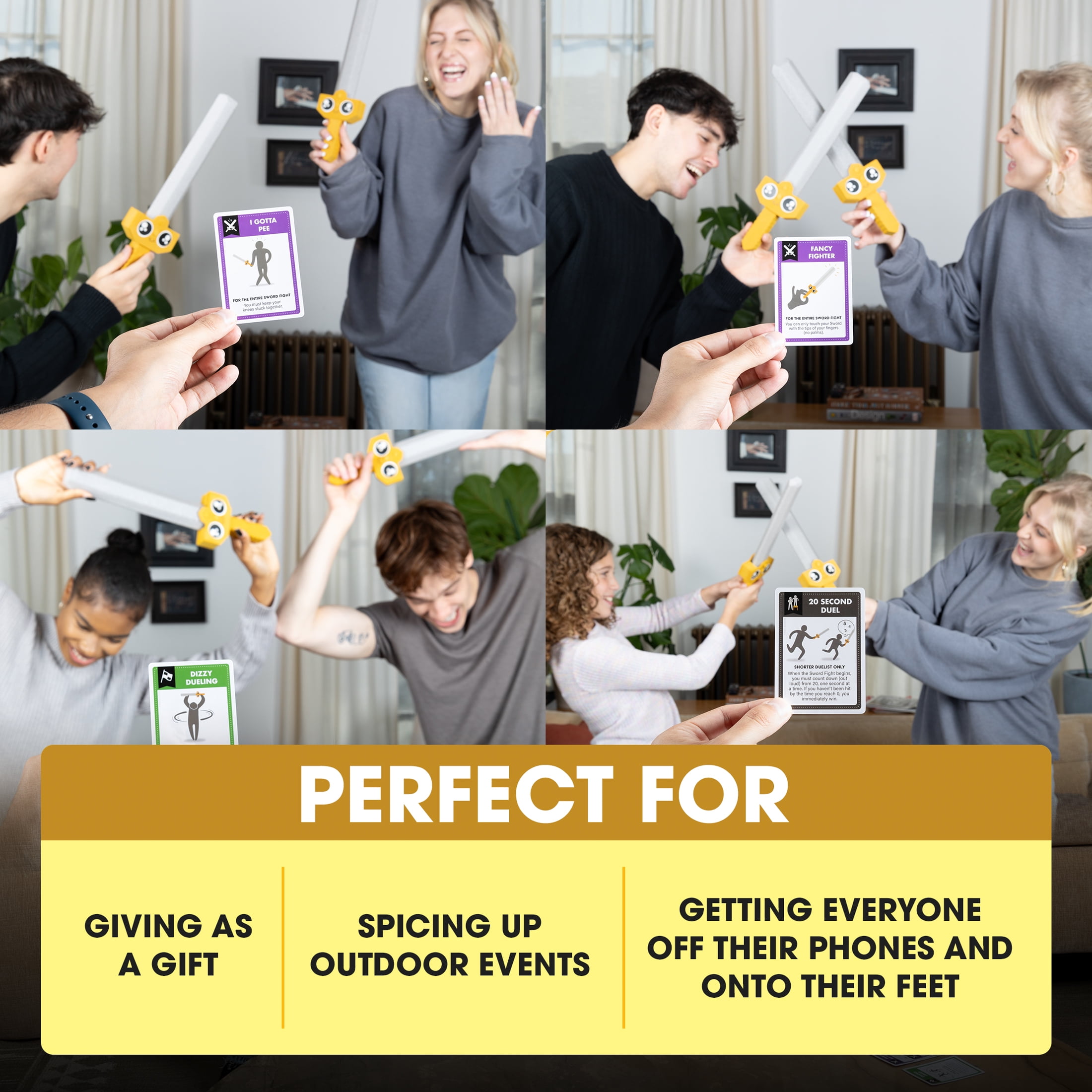 Let’s Hit Each Other with Fake Swords by Exploding Kittens - 3-6 Players - Ages 7+ - 15 Minutes to Play - a Sword Fighting Card Game - Party Game for Kids