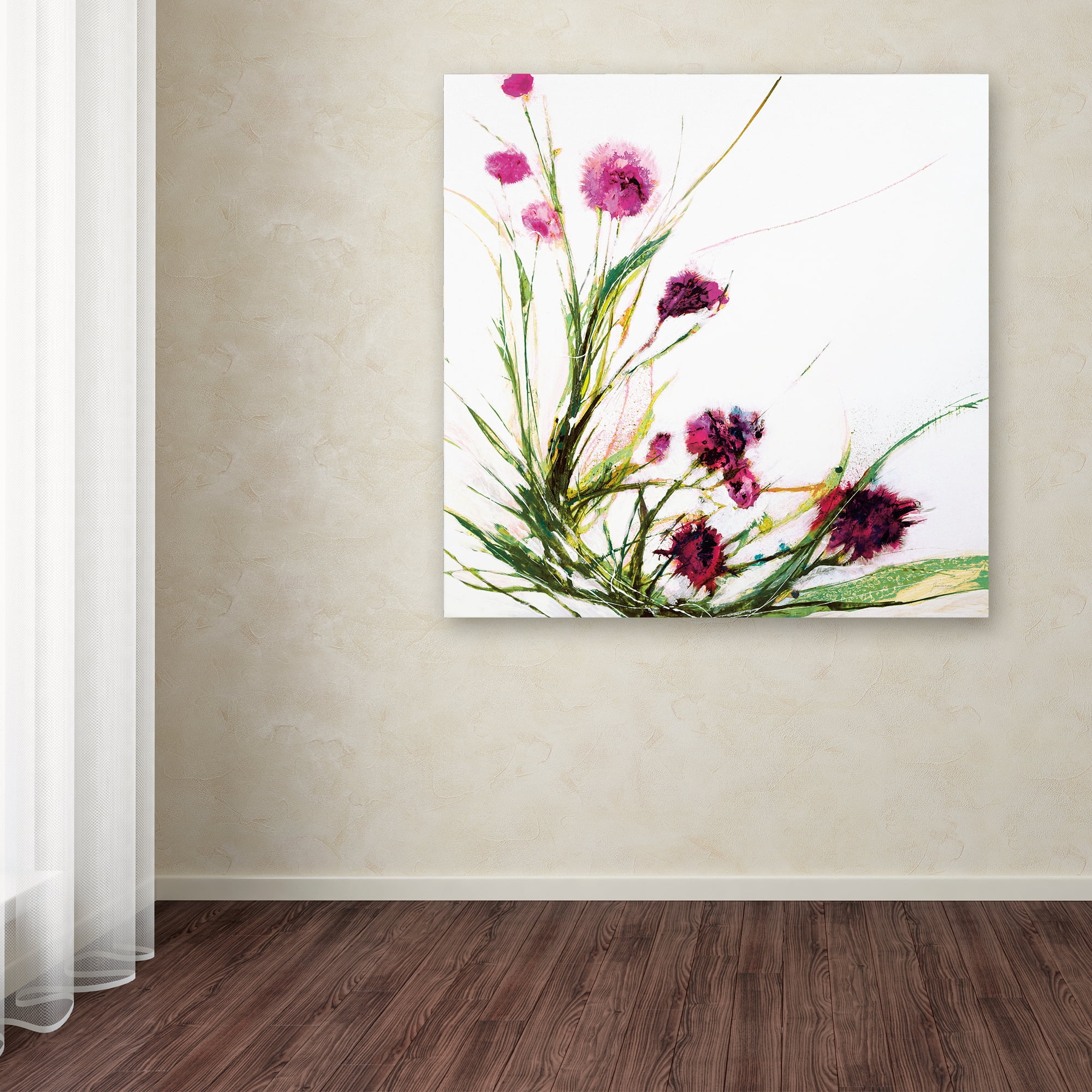Trademark Fine Art 'Flowers in the Wind on White' Canvas Art by Jan Griggs