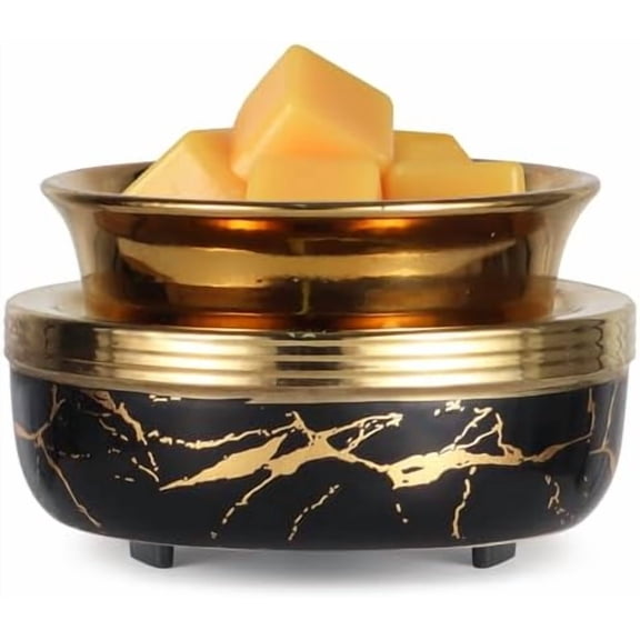 Ceramic Wax Melt Warmer 3-in-1 Candle Warmer Electric Wax Warmer for Scented Wax Melter Burner for Home,Office, for Mom Women(Black Gold)