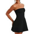 thumbnail image 3 of Womens Strapless Tube A-Line Mini Dress Club Party Short Prom Dress, 3 of 10