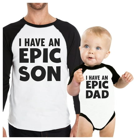 

Epic Son Epic Dad and Baby Matching Outfits Funny Raglan Tee Shirts
