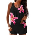 thumbnail image 2 of LEKWK Womens Floral Swim Dress Long Sleeve One Piece Swimsuits Zipper Front Rash Guard Modest Bathing Suits, 2 of 5