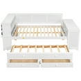 thumbnail image 5 of Harper & Bright Designs Full Size Daybed with Trundle and Desk, Space Saving Daybed with Storage Shelves, Drawers & Cabinet, Captain's Bed Sofa Bed Frame with LED Lights, White, 5 of 15