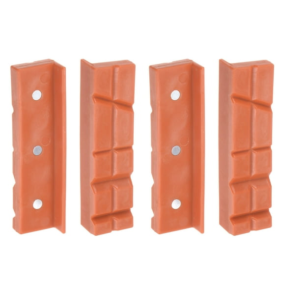 Uxcell 2 Set Magnetic Vise Jaws 3.94 inch Magnet V-Grooves Soft Bench Jaw Pads Covers, Yellow