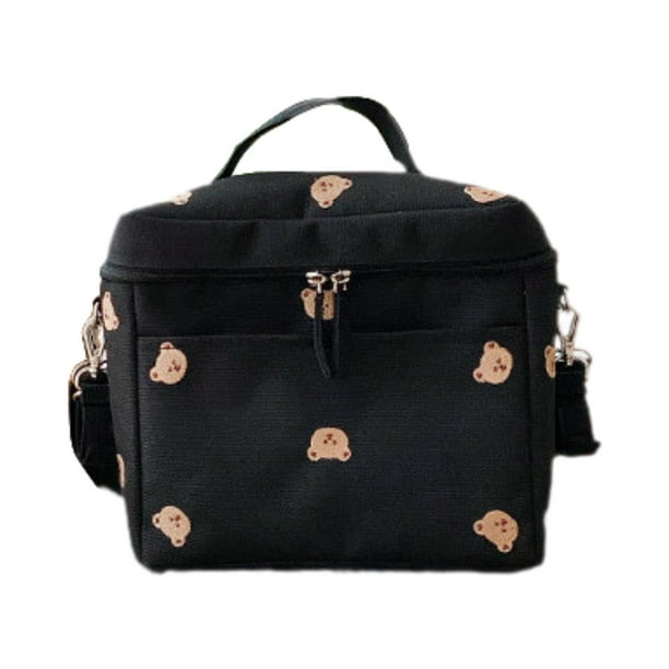 Bolsa de pañales para bebé, ligera, portátil, multifunción, organizador de pañales para mamá Negro