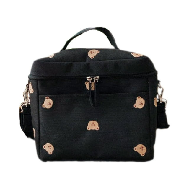 Bolsa de pañales para bebé, portátil, ligera, multifunción, para cochecito de bebé Negro