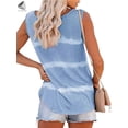 thumbnail image 4 of PULLIMORE Women's Boho Tie Dye Tops Summer Tank Tops Sleeveless Crew Neck Casual Loose T-Shirts Plus Size (XL, Blue), 4 of 9