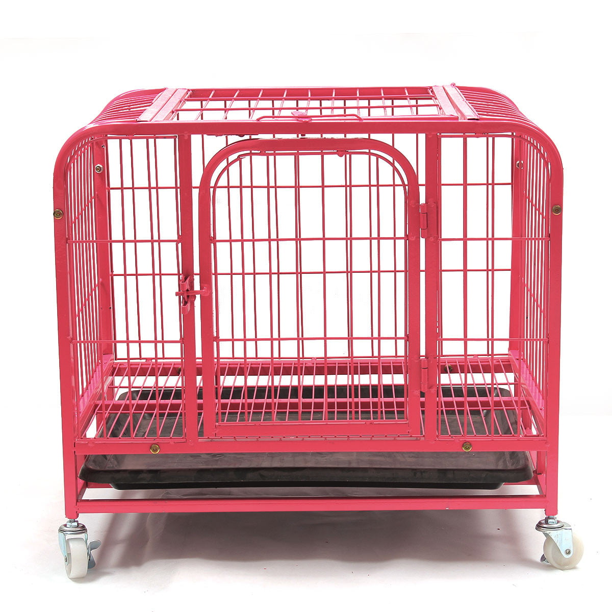 48'' Heavy Duty Metal Crate Dog Cage Square Tube Kennel Playpen w/ Wheels Tray