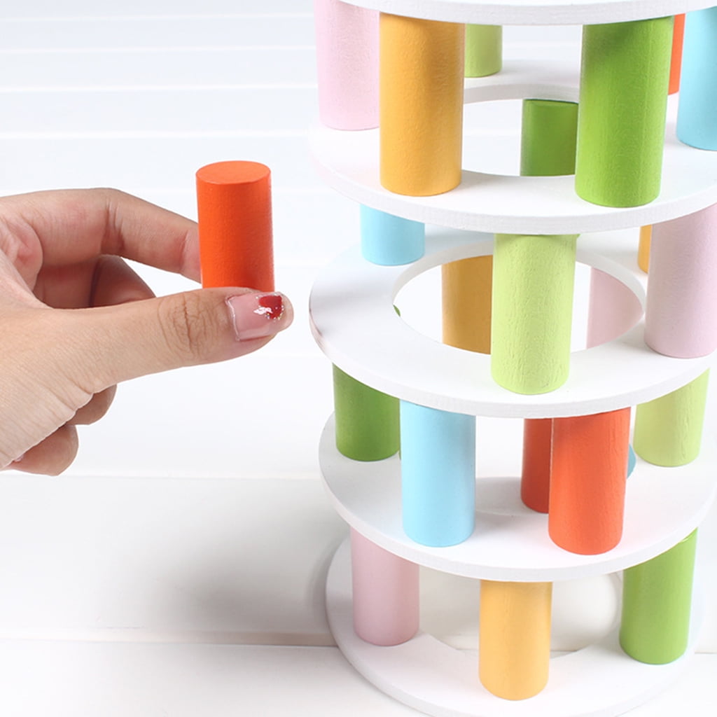 Novel Wooden Balance Puzzle Games Stacking Pisa Tower Developmental Kid Toys 