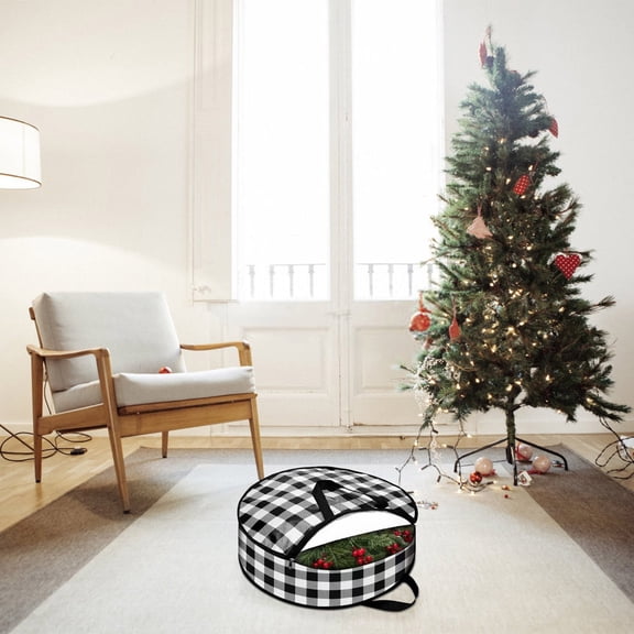 Christmas Wreath Storage Bag Home Textile Storage Container Durable Reinforced Handle Holiday Xmas Organizer Protector
