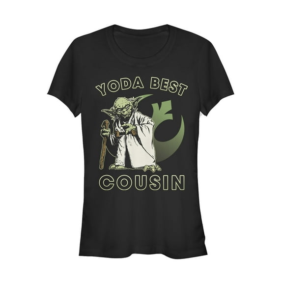 Junior's Star Wars Yoda Best Cousin  Graphic Tee Black Small