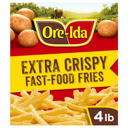 Ore-Ida Extra Crispy Fast Food Fries French Fried Frozen Potatoes, 1 Value Size Bag, for Easy Snacks and Dinner Sides, Gluten-Free, 4 lb
