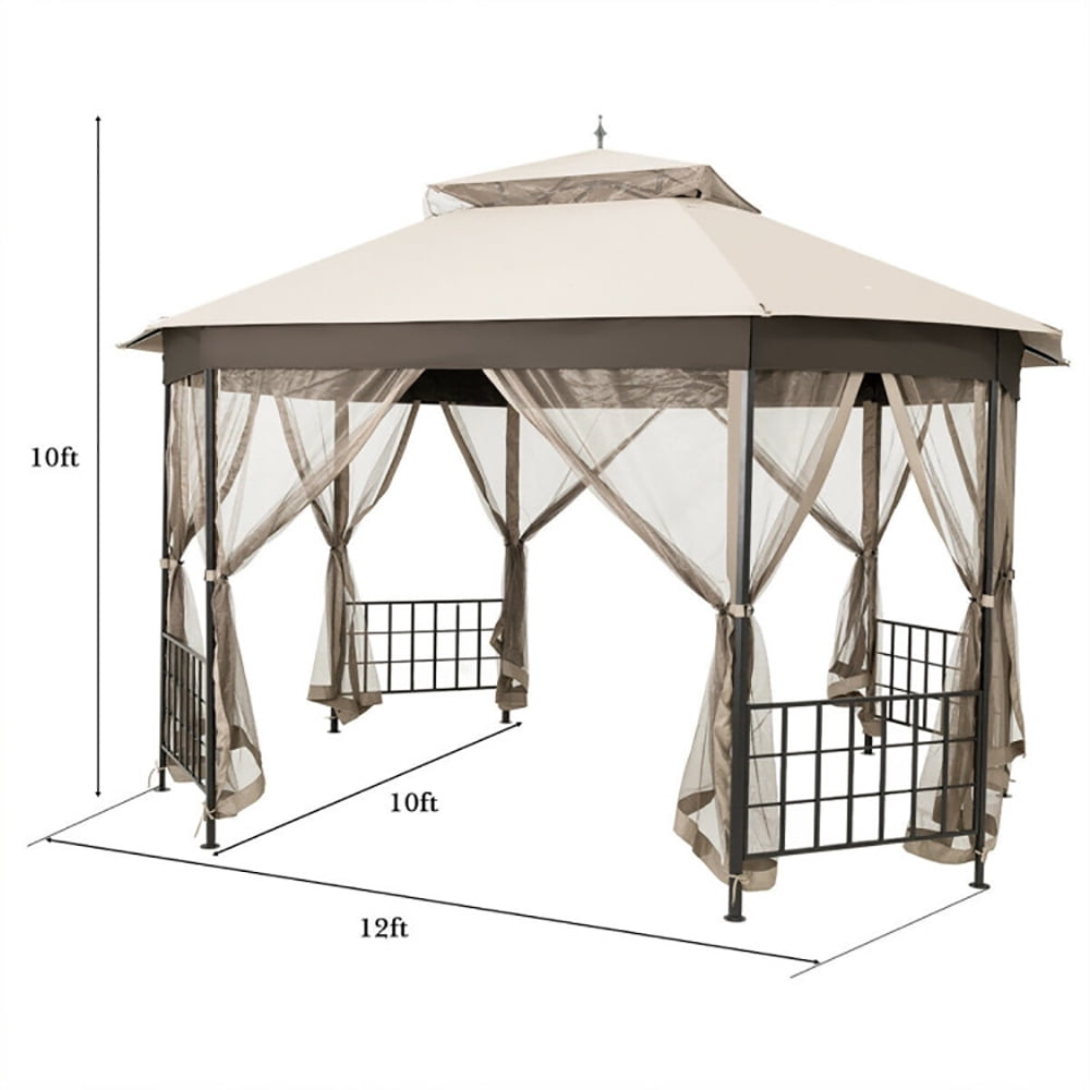 Aimee Lii 10' x 12' Octagonal Patio Gazebo, Backyard Canopy Gazebo, Beige Aimee Lii 10' x 12' Octagonal Patio Gazebo, Backyard Canopy Gazebo, Beige