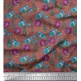 thumbnail image 1 of Soimoi Brown Viscose Chiffon Fabric Leaves,Buttercup & Peony Floral Print Fabric by Yard 42 Inch Wide, 1 of 1