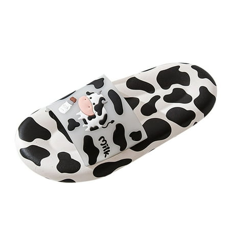 

Krdevn Women s Summer Fashion Thick Bottom One Word Non Slippers Comfortable Home Leisure Cute Cartoon Sandal Slippers White 7.5